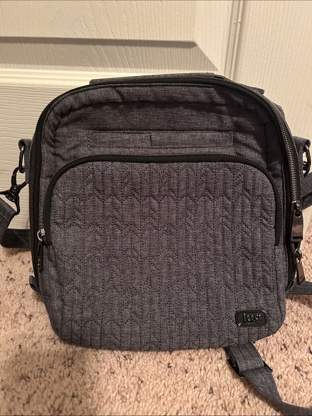 lug Gray Quilted Messenger Crossbody Bag for Men